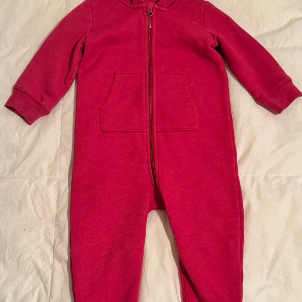 Primary Red Fleece Footie One Piece